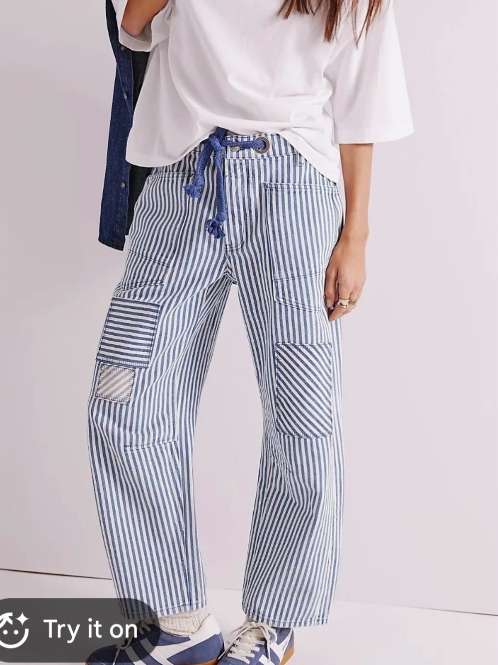 Free people Striped Blue & White jeans
